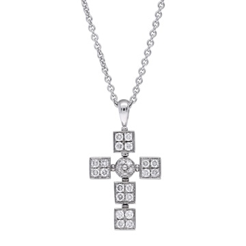 ブルガリ ルチア ラテンクロスネックレス　 シルバー K18ホワイトゴールド WG レディース ジュエリー 【中古】【jewelry】