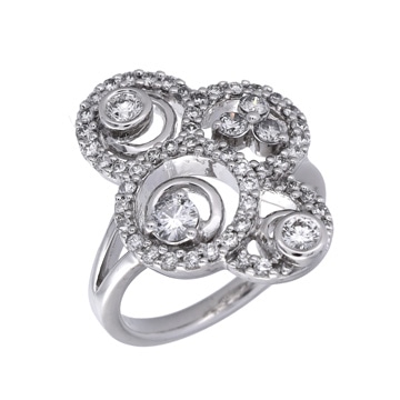 クイーン デザインダイヤリング シルバー K18ホワイトゴールド WG レディース ジュエリー 【中古】【jewelry】