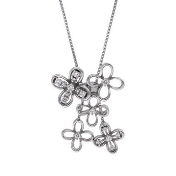 タサキ フラワー モチーフネックレス ダイヤ シルバー K18ホワイトゴールド WG レディース ジュエリー 【中古】【jewelry】