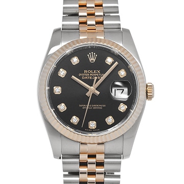 ロレックス デイトジャスト 116231G ブラック/ダイヤモンド メンズ 時計 【中古】【wristwatch】
