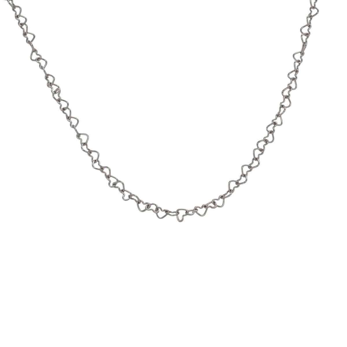ポアレ ハートチェーン ロング ネックレス シルバー K18ホワイトゴールド WG レディース ジュエリー 【中古】【jewelry】