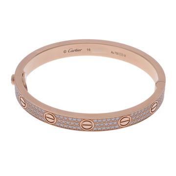 カルティエ ラブブレスレット #16 フルパヴェ ゴールド K18ピンクゴールド PG レディース ジュエリー 【中古】【jewelry】