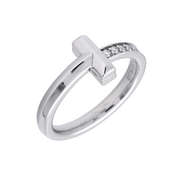ティファニー Tワン リング ダイヤ ホワイト K18ホワイトゴールド WG レディース ジュエリー 【中古】【jewelry】