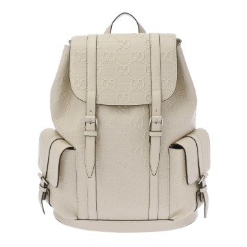 グッチ GGエンボス バックパック ホワイト 625770 レザー ユニセックス バッグ 【中古】【bag】