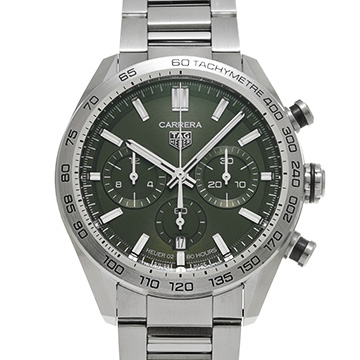 タグ ホイヤー カレラ キャリバーホイヤー02 スポーツ クロノグラフ CBN2A10.BA0643 グリーン メンズ 時計 【中古】【wristwatch】