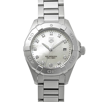 タグ ホイヤー アクアレーサー クォーツ WAY1413.BA0920 ホワイトシェル/ダイヤモンド レディース 時計 【中古】【wristwatch】