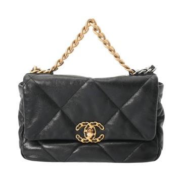 シャネル CHANEL19 ハンドバッグ  ブラック AS1160 シャイニーラムスキン レディース バッグ 【中古】【bag】