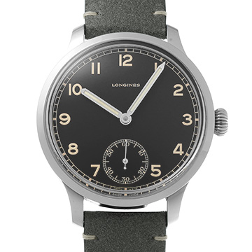 ロンジン ヘリテージ ミリタリー L2.826.4.53.2 ブラック メンズ 時計 【中古】【wristwatch】