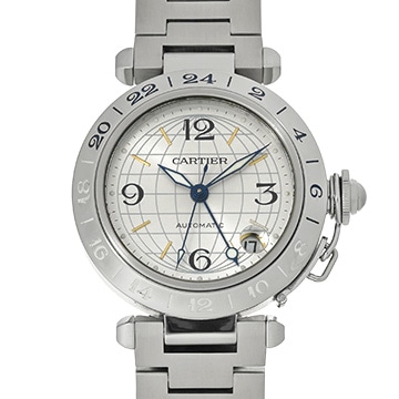 カルティエ パシャC メリディアン GMT W31029M7 シルバー ユニセックス 時計 【中古】【wristwatch】