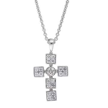 ブルガリ ルチア ラテンクロスネックレス　 シルバー K18ホワイトゴールド WG レディース ジュエリー 【中古】【jewelry】