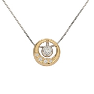 タサキ サークル ネックレス 0.09/0.18ct ゴールド K18イエローゴールド YG/K18ホワイトゴールド WG レディース ジュエリー 【中古】【jewelry】