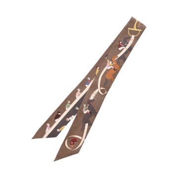 エルメス ツイリー TURF LES COURSES マルチカラー 061144S シルク100％ レディース 【中古】【other】