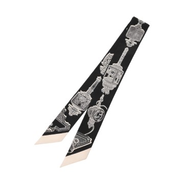 エルメス ツイリー MERVEILLEUSES LANTERNES ブラック/ホワイト 063081S シルク100％ レディース 【新品】【other】