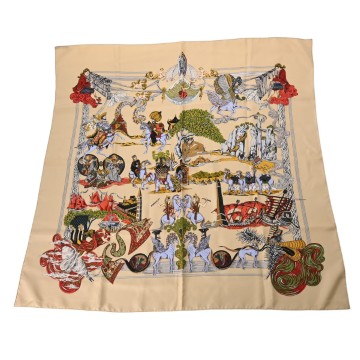 エルメス カレ90 AU FIL DE LA SOIE マルチカラー シルク100％ レディース 【中古】【other】