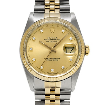 ロレックス デイトジャスト 16233G シャンパン/ダイヤモンド メンズ 時計 【中古】【wristwatch】
