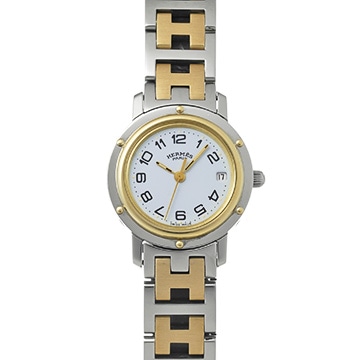 エルメス クリッパー CL4.220 ホワイト レディース 時計 【中古】【wristwatch】