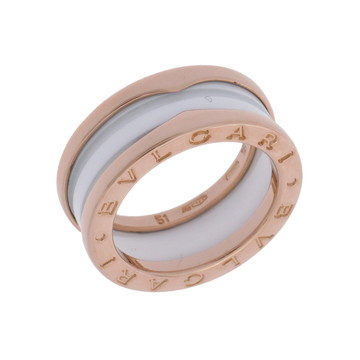 ブルガリ B-ZERO1 リング #51 ゴールド K18ピンクゴールド PG/ホワイトセラミック レディース ジュエリー 【中古】【jewelry】