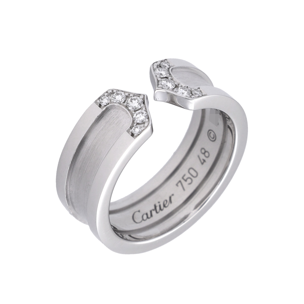 カルティエ C2リング #48 シルバー K18ホワイトゴールド WG レディース ジュエリー 【中古】【jewelry】