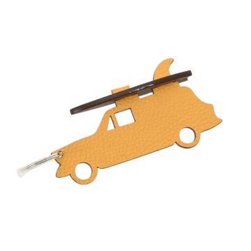 エルメス プティアッシュ 3Dキーホルダー Carモチーフ キャラメル/ジョーヌアンプル トリヨンクレマンス/シェーブル ユニセックス 【中古】【other】