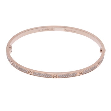 カルティエ ラブブレスレット SM #19 パヴェ ゴールド K18ピンクゴールド PG レディース ジュエリー 【中古】【jewelry】