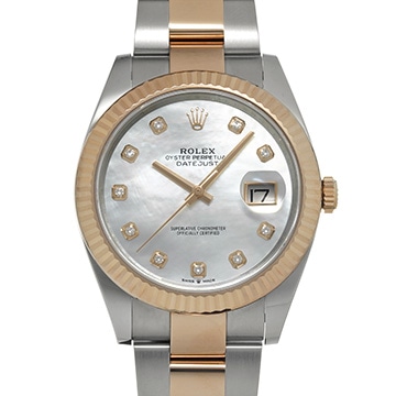 ロレックス デイトジャスト 41 126331NG ホワイトシェル/ダイヤモンド メンズ 時計 【中古】【wristwatch】
