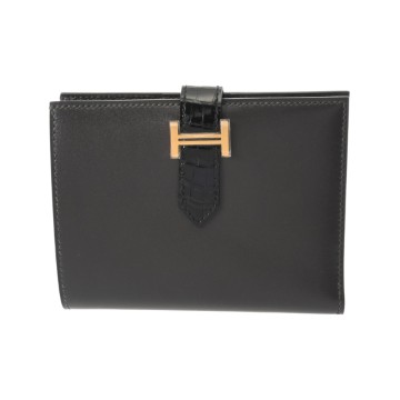 エルメス ベアン コンパクト タッチ グラファイト/ブラック タデラクト/アリゲーターリセ ユニセックス 財布 【中古】【purse】