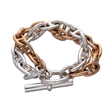 エルメス シェーヌダンクル  MM16/GM12 シルバー シルバー925/K18ピンクゴールド PG ユニセックス ジュエリー 【中古】【jewelry】