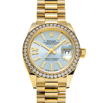 ロレックス レディ デイトジャスト 28 279138RBR コーンフラワーブルー/ダイヤモンド レディース 時計 【中古】【wristwatch】