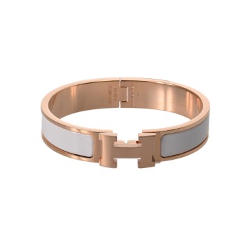 エルメス ブレスレット クリックHH ホワイト/ローズゴールド金具 エナメル ユニセックス ジュエリー 【中古】【jewelry】