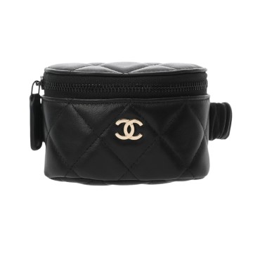 シャネル マトラッセ アームコインケース ブラック ラムスキン レディース 財布 【中古】【purse】