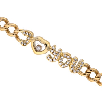 ショパール ハッピーダイヤモンド I LOVE YOU ブレスレット イエロー K18イエローゴールド YG レディース ジュエリー 【中古】【jewelry】