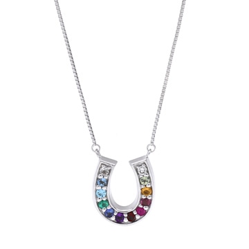 ポーラ マルチカラーストーン ネックレス  ホースシュー  シルバー K18ホワイトゴールド WG レディース ジュエリー 【中古】【jewelry】
