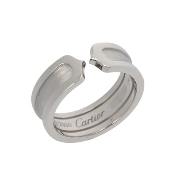 カルティエ C2リング #53 シルバー K18ホワイトゴールド WG レディース ジュエリー 【中古】【jewelry】