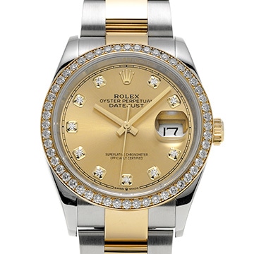 ロレックス デイトジャスト 36 126283RBR シャンパン/ダイヤモンド メンズ 時計 【中古】【wristwatch】