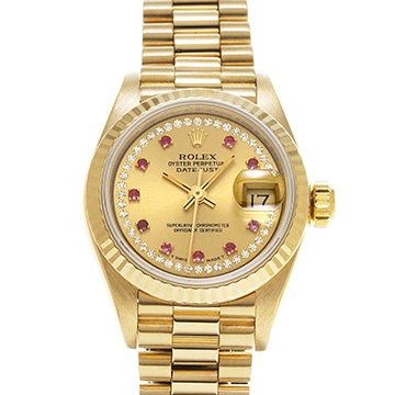 ロレックス デイトジャスト 69178LR シャンパン/ミリヤードダイヤモンド/ルビー レディース 時計 【中古】【wristwatch】