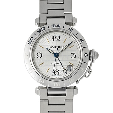 カルティエ パシャC メリディアン GMT W31029M7 シルバー ユニセックス 時計 【中古】【wristwatch】