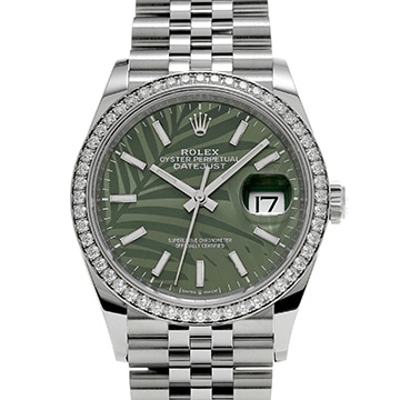 ロレックス デイトジャスト 36 126284RBR オリーブグリーン パームモチーフ メンズ 時計 【中古】【wristwatch】