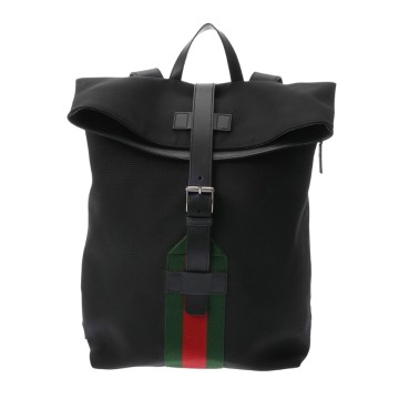 グッチ バックパック シェリーライン ブラック 619749 キャンバス/レザー ユニセックス バッグ 【中古】【bag】