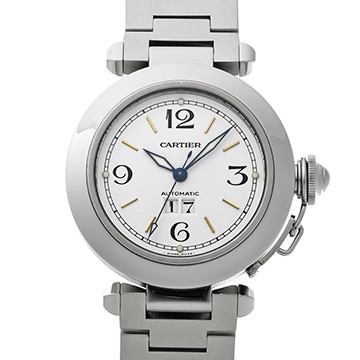 カルティエ パシャC ビッグデイト W31044M7 ホワイト ユニセックス 時計 【中古】【wristwatch】