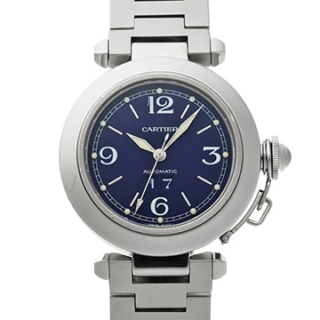 カルティエ パシャC ビッグデイト W31047M7 ブルー ユニセックス 時計 【中古】【wristwatch】