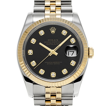 ロレックス デイトジャスト 116233G ブラック/ダイヤモンド メンズ 時計 【中古】【wristwatch】