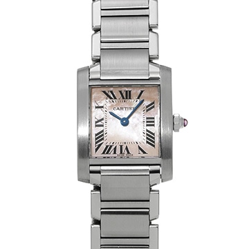 カルティエ タンクフランセーズ SM W51028Q3 ピンクシェル レディース 時計 【中古】【wristwatch】
