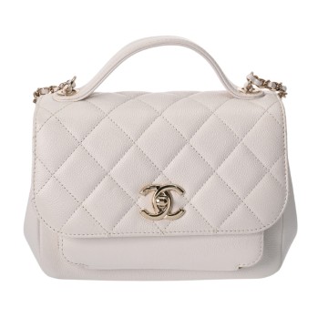 シャネル マトラッセ ビジネスアフィニティ ホワイト A93607 キャビアスキン レディース バッグ 【中古】【bag】