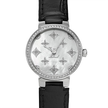 ルイ ヴィトン タンブールスリム モノグラム  QA109 ホワイトシェル/ダイヤモンド レディース 時計 【中古】【wristwatch】