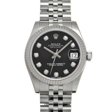 ロレックス デイトジャスト 31 178274G ブラック/ダイヤモンド ユニセックス 時計 【中古】【wristwatch】